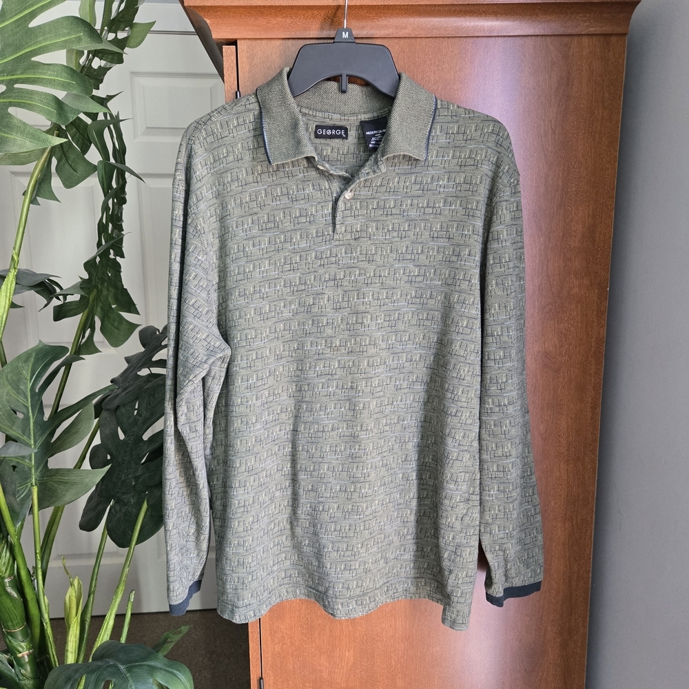 Men's Green Long Sleeve Polo Shirt